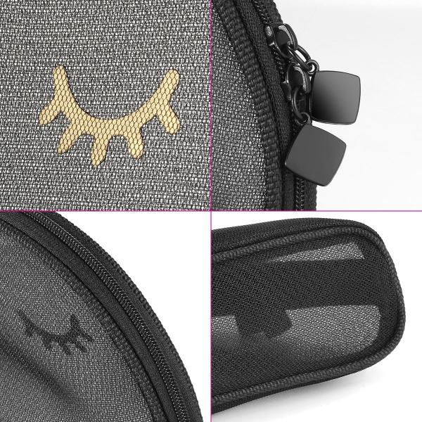 Black See Through Makeup Bag , 9x6 Mesh Cosmetic Bags For Stylish Eyelashes