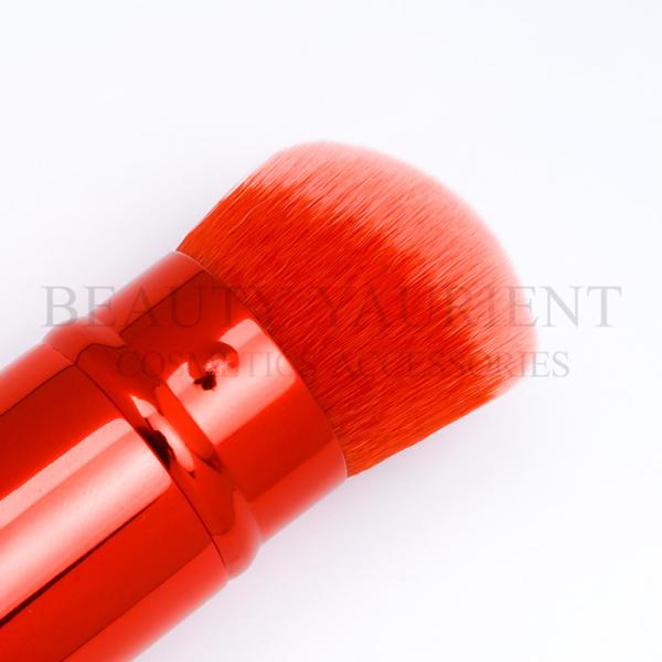 Red Aluminium Tube Retractable Travel Makeup Brush 11cm For Base Makeup