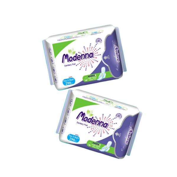 Good Breathability Ultra Absorbent Rectangle Cotton Sanitary Napkin With Leakproof Adhesive