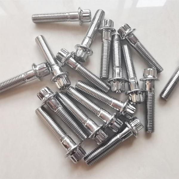 Universal Compatibility M7x32 Steel Chrome Plated 12 Point Wheel Bolt with Universal Fitment and Durable Chrome Coating