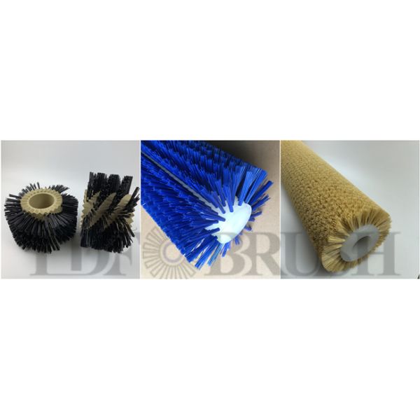 Industrial Roller Brush Nylon Bristle PP Base Customizable Industrial Surface Treatment Tool
