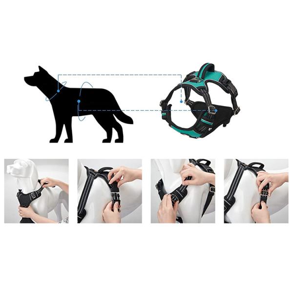 Nylon Dog Harness Control Handle Breathable Mesh Reflective Design Custom Logo Decoration