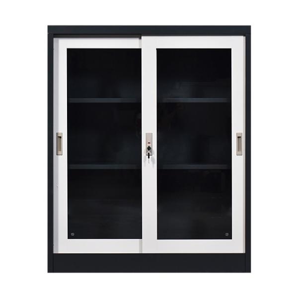 Low Height Half Sliding Glass Door Office Cupboard With File Storage