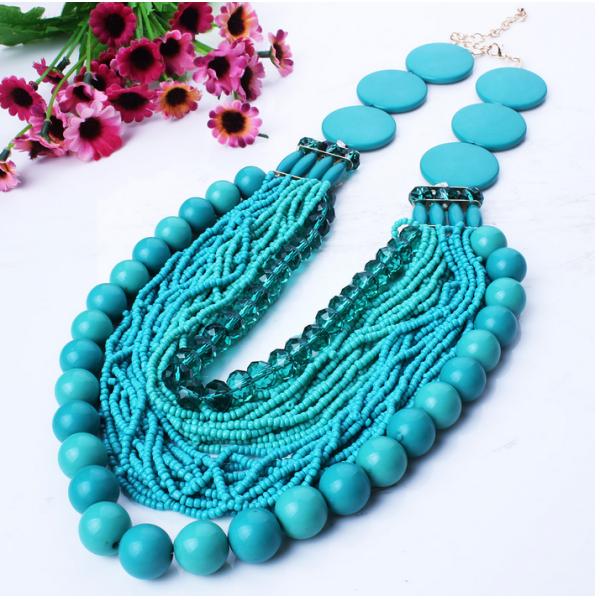 Retro fashion bohemian handmade beads multi-chain necklace clavicle