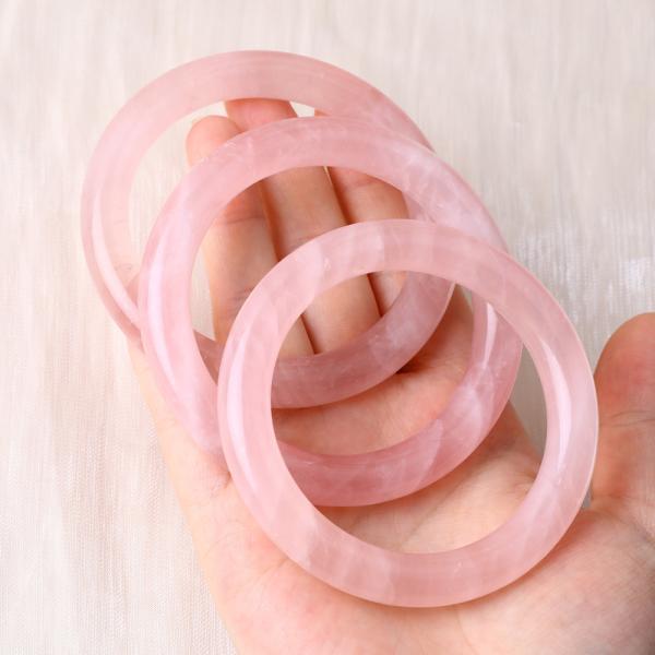 Pierre naturelle cristalline polie rose rose quartz bracelet bijoux de cristal pour cadeau d'anniversaire