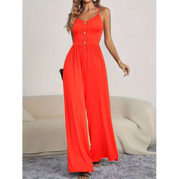 2026 New Summer Trend Stylish Strapless Waist-Cinching Wide-Leg Jumpsuit with Lightweight Breathable Fabric