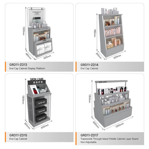 Retail Store Rack Grey Wooden Island Cabinet For Cost-Effective Shop Rack And Trendy Store Decoration