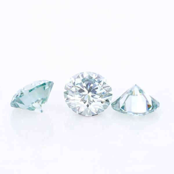 Round Brilliant Cut Silicon Carbide Light Blue Moissanite Lab Created 8mm