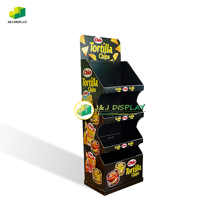Flooring Recyclable Knock Down Shelves Displaying Corrugated Board Cardboard Floor Display Stand For Stationery, Skin Care, Outdoor Accessories Items