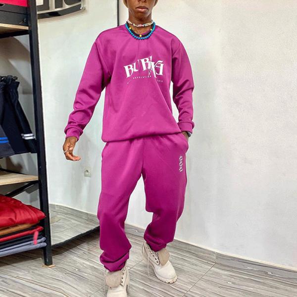 Screen Printed Logo Streetwear Tracksuit Sweatshirt And Sweatpants Set XXS-5XL