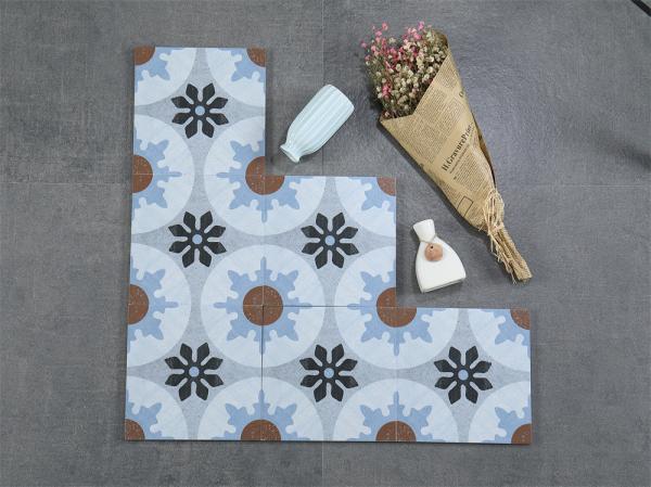 Gray and Blue 20x20cm Ceramic Rustic Tile for Indoor Walls and Floors