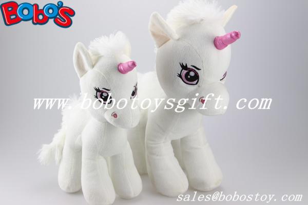 Soft Lovely White Baby Stuffed Unicorn Animal Toy With Long Plush Fur