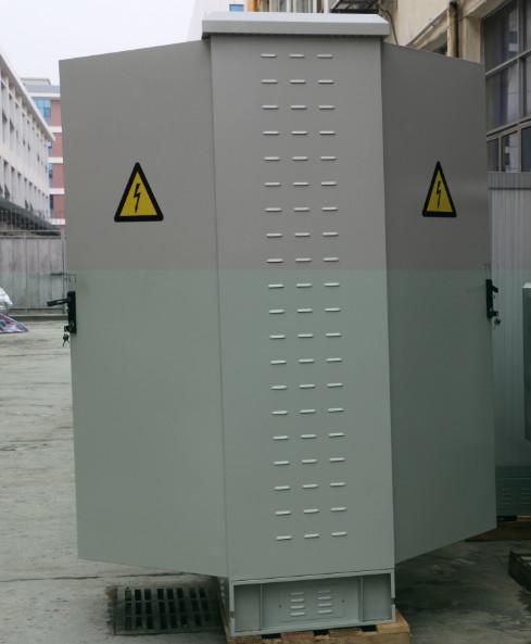 Single Wall Two Bay Outdoor Battery Cabinet With 8 Layers Shelves Two Front Doors Two Back Door