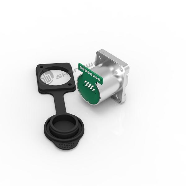 Single Row Panel Mount Ethernet Socket Waterproof IP68 RJ45 Connector