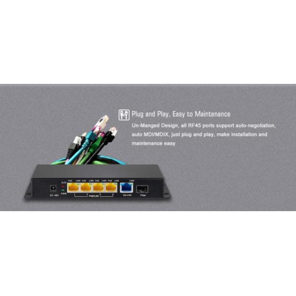 Full Gigabit Ports POE Ethernet Switch 4 Port 48V With 1 Uplink / 1 SFP Port