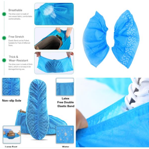 Dust Proof Disposable Shoe Cover Non Woven Anti Skid Blue Color