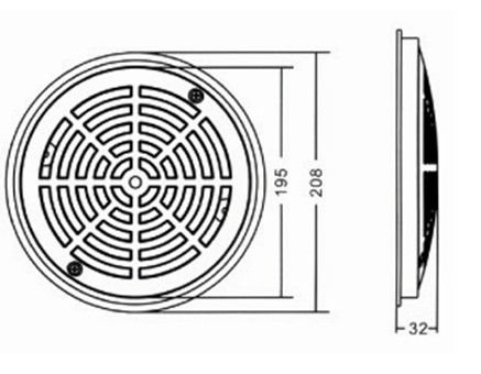 ABS / PVC Swimming Pool Accessories 208mm Round Main Drain Cover