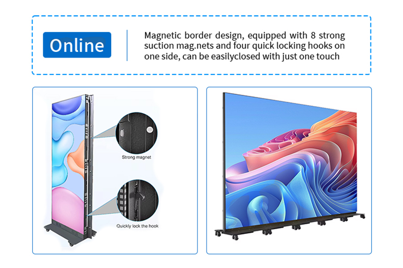 Foldable LED Poster P2.5 GOB Poster LED Screen Hd Display Stand Totem Double-sided Free Standing Led Poster Screen for Shopping Mall