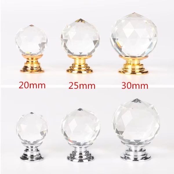 Hardware Accessories Zinc Alloy Wardrobe Knob Pull Kitchen Cabinet Drawer Sphere Ball 20mm Crystal Furniture Handle