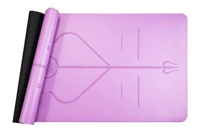 Eco friendly Natural Rubber Yoga Mat, Non toxic Natural Rubber for Gym,  Excercise Mat with Body alignment lines