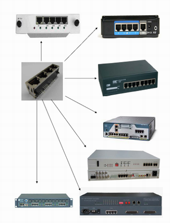 Rj45 1000M 1 * 4 с четырмя отверстиями трансформатора 10 соединитель Pin для чистых применений моста