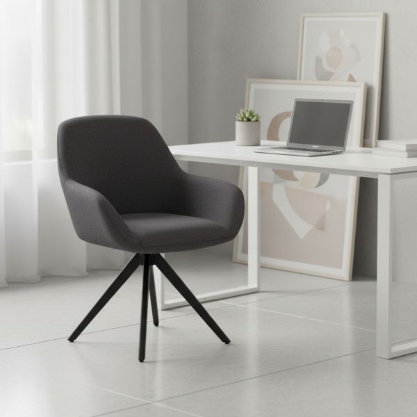 Leisure Eco-Friendly Modern Upholstered Fabric Swivel Single Sofa Chair with Backrest Home Furniture Office Living Room Dining