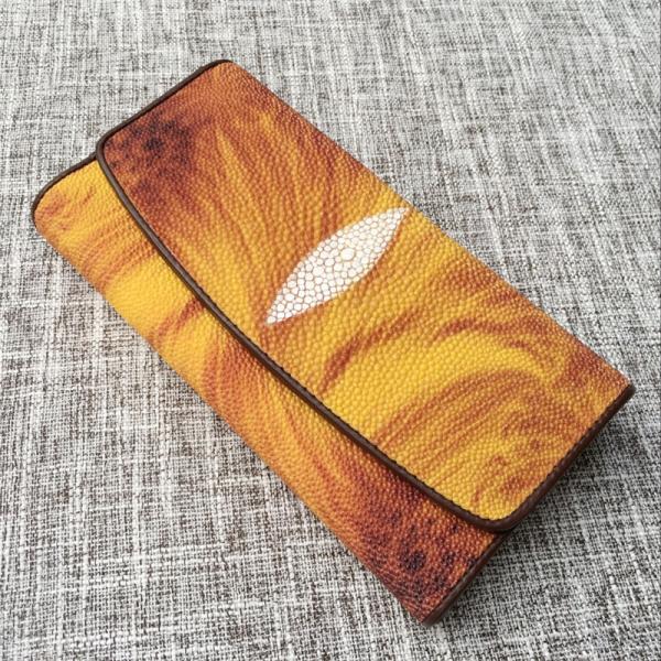 Thailand Authentic  Stingray Skin Female Large Trifold Wallet Genuine Leather Lady Phone Clutch Purse Women's Card Purse