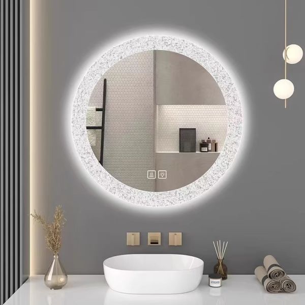 Modern Design Smart Round LED Lighted Bathroom Makeup Mirror with Touch Switch for Home Hotels Commercial Use for Apartments