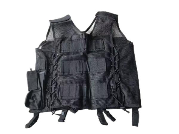 Polyester Black Security Tactical Vest With Zippers And Buttons