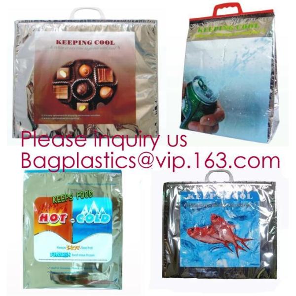Custom Packing Aluminum Foil Zip-Lock Grocery Handle Thermal Insulation Cooler Bag For Outdoors,Promotional Insulated La
