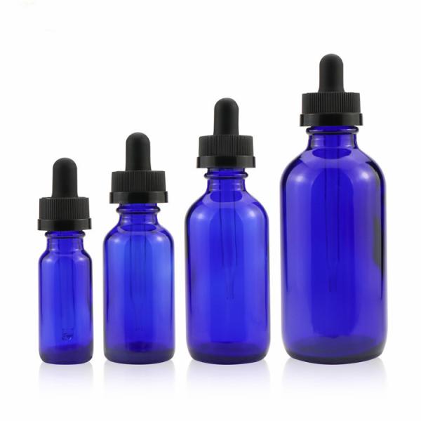 1oz 2oz 3oz 4oz Cobalt Blue Boston Glass Bottle for Cosmetics Essential Oil Customized Colors and Samples Process 2-3 days