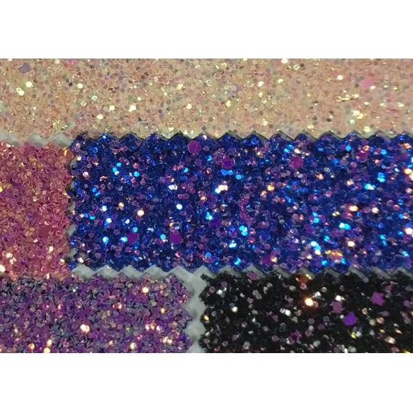 Attractive Style 3D Glitter Fabric Multi Color Pu Glitter Leather Rainbow Chunky Glitter Fabric