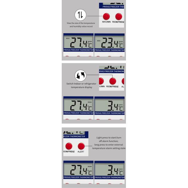 DTH-80 Digital Refrigerator Temperature Gauge Monitor Mini Digital LCD Probe Fridge Freezer Thermometer