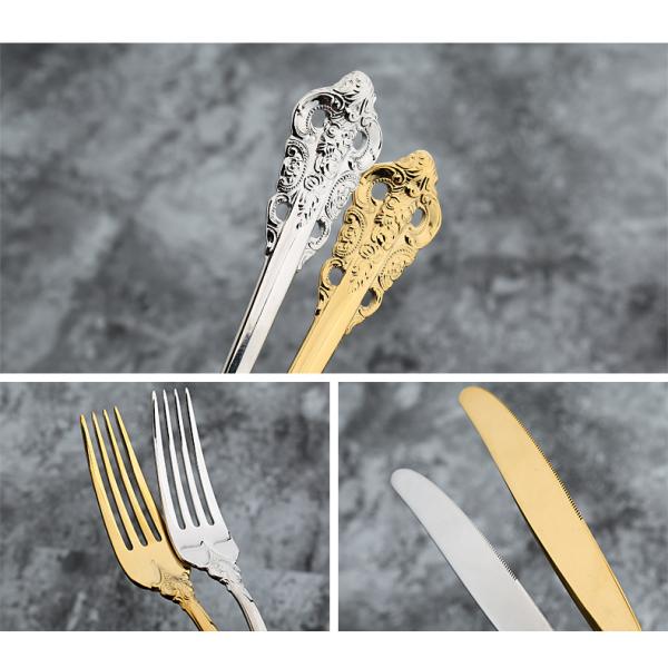 NC888 Royal gold Cutlery Set Stainless Steel wedding Flatware Set forged  whole series