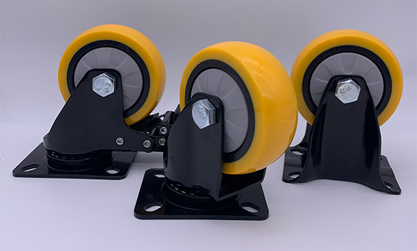 4 Inch Swivel Plate Caster Wheels on Orange Polyurethane Wheels