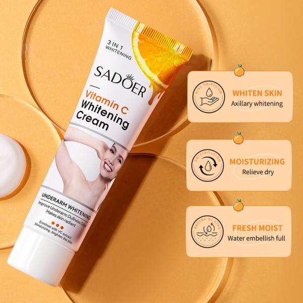 los cosméticos de 50g Bodycare aclaran la hidratación blanqueando 3 EN 1 crema de aligeramiento de la axila de la vitamina C