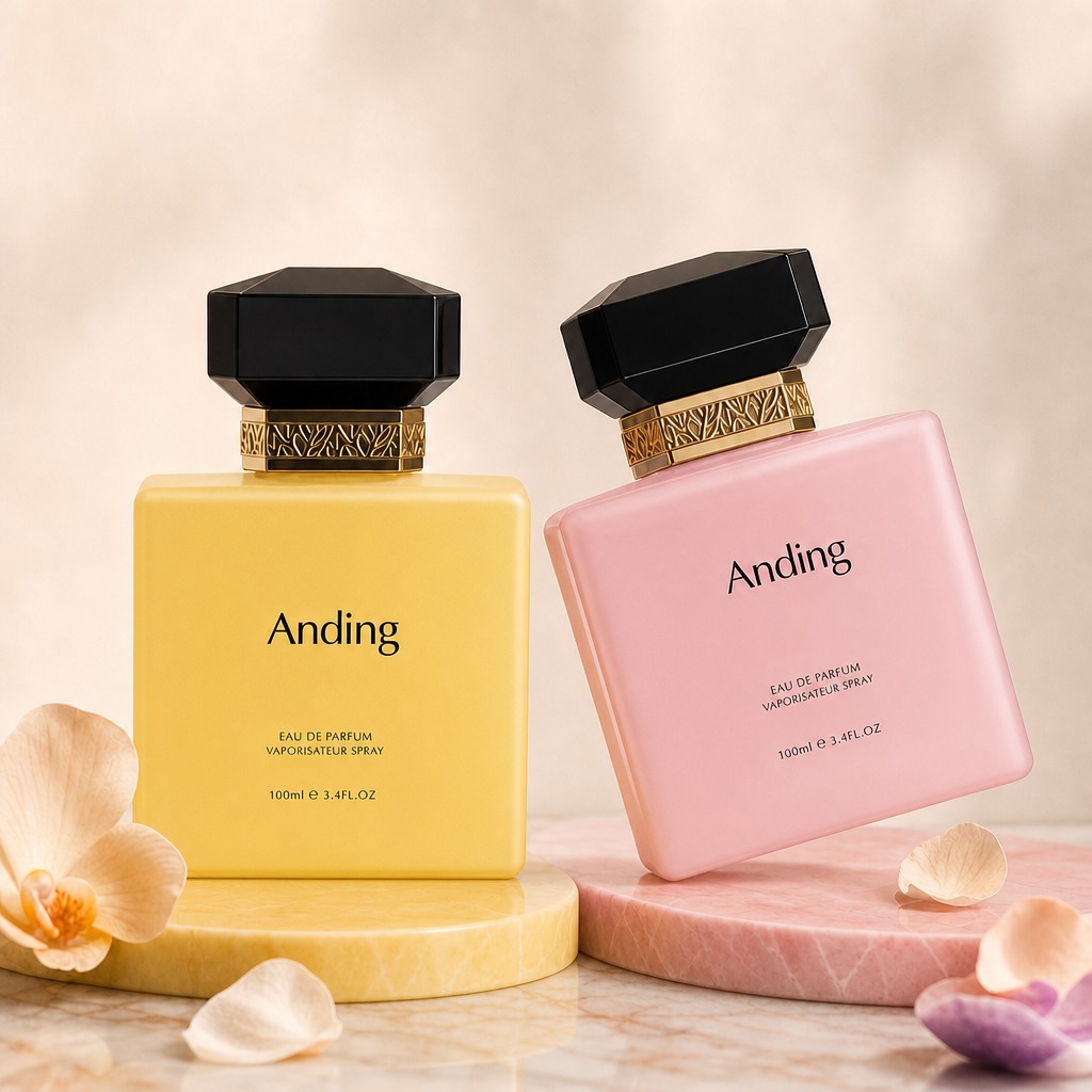 Glass Perfume Bottles 100ml Square Empty Faceted Cap Spray Crimp Neck
