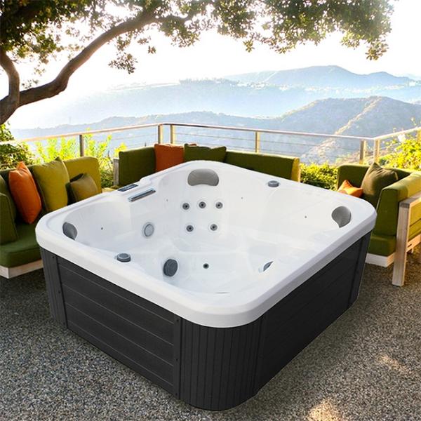 2 Lounges Freestanding Whirlpool Massage Hot Tub Spa Bathtub For Villa