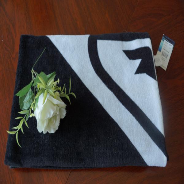Dark Black Customized Jacquard Reactive Printing Cotton Towel