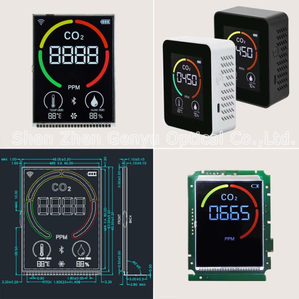 Pantalla LCD de segmento monocromo personalizada con retroiluminación LED blanca y pantalla VA negra grande para dispositivos de control de monitores