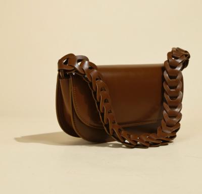 Twisted Woven PU Shoulder Bag 5cm 13cm Black Leather Baguette Bag