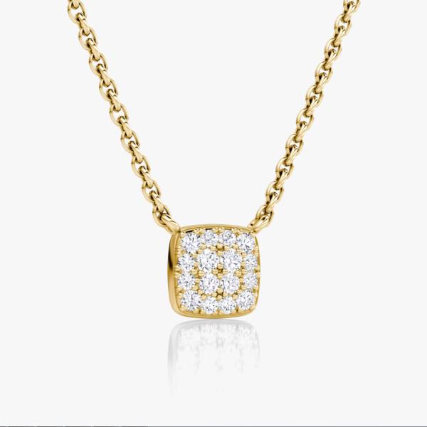 18K Gold Plated 925 Sterling Silver Square Cubic Zirconia Pendant Necklace