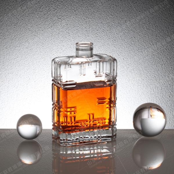 Чистый 500 мл 50cl Квадратная стеклянная бутылка Джина Водка Спиртный Ликер Текила Ром Виски с Коркой