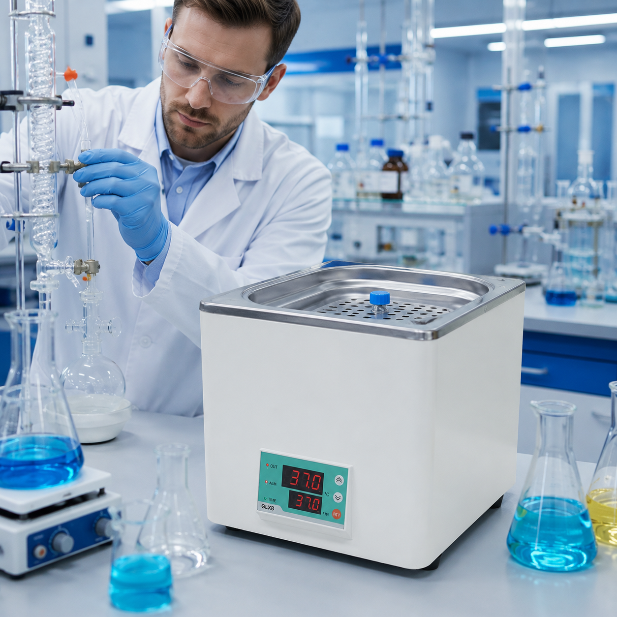 Cenlee Digital Constant Temperature Water Bath 300W Laboratory Heating Bath for Medical Sample Incubation and Testing