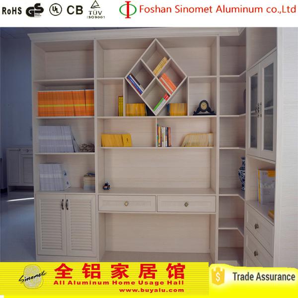 Living Room Aluminium Fabrication Bookshelf  Antique Style With Glass Door
