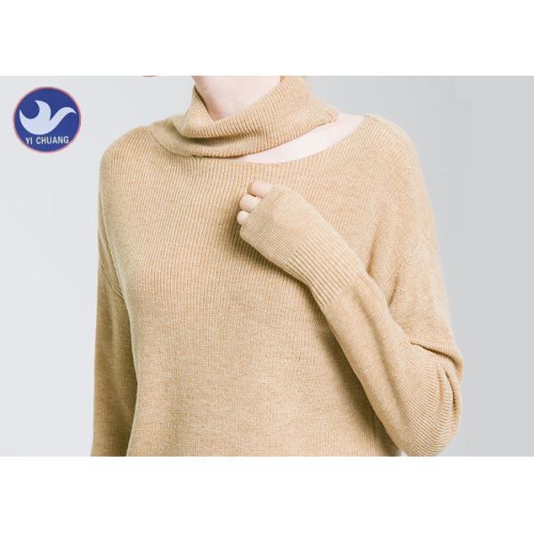 Neck Seam Slit High Neck Sweater Women's , Oversized Pullover Sweater Casual Loose Fitting