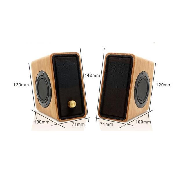 Real Bamboo Wired Wooden Speaker , Super Bass Multimedia HiFi Desk Stereo Speaker