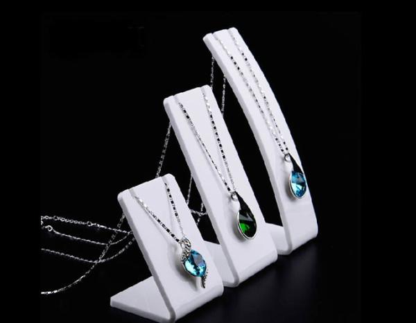 Bracelet and Necklace Jewelry Display White Slanted Acrylic Stand Height 95, 135,175mm