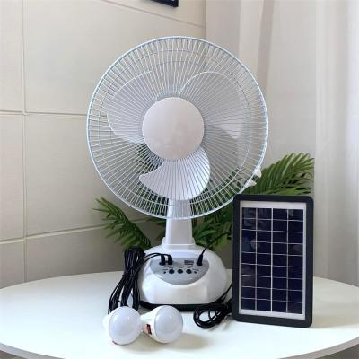 Popular 12Inch Solar Charge Table Fan With Panel And LED Light