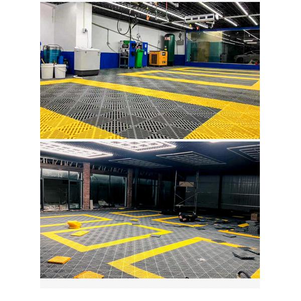 Waterproof Car Wash Splicing Grid Grille Plastic Garage Floor Tile in 40*40*4cm Size